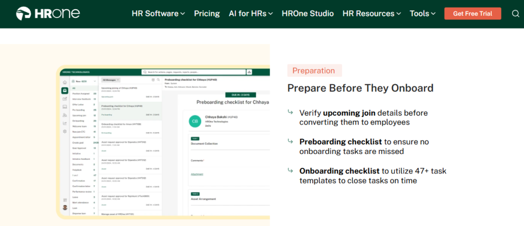 Hrms Software Onboarding Hrms Hrone Preboarding Checklist Inside The Super Inbox Verifying Join Details And Document Collection Tasks