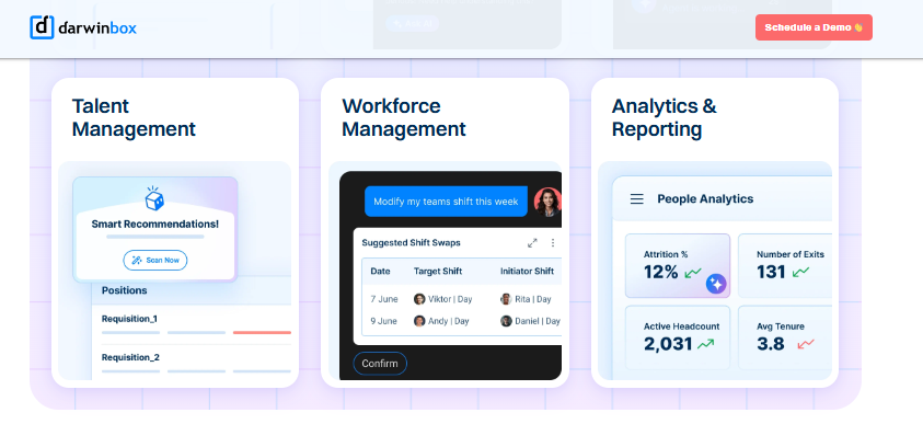 Hrms Software Hr Software Hrone Darwinbox Hrms App Dashboard With Talent Management, Workforce Shift Swaps, And People Analytics Attrition Metrics