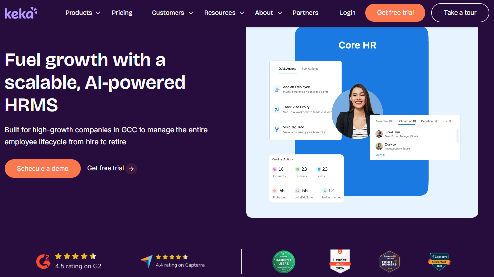 Hrms Software Hr Software Hr Software Keka Scalable Ai-Powered Hrms Homepage With Core Hr Dashboard And 4.5 G2 Rating For Cloud Based Hr Software