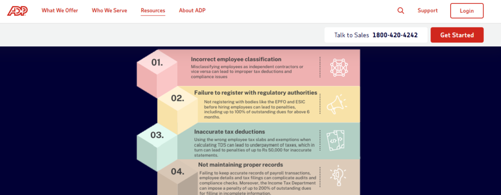 Adp Infographic Listing Statutory Compliance Mistakes Like Employee Misclassification And Unregistered Epfo Esic Penalties