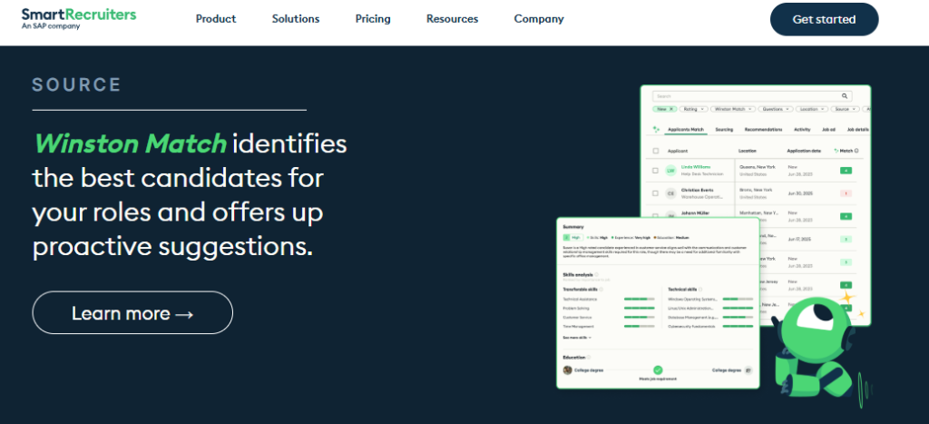 Hrms Software Hrms Smartrecruiters Ai Recruiting Software Winston Match Identifying And Ranking Best-Fit Candidates For Open Roles