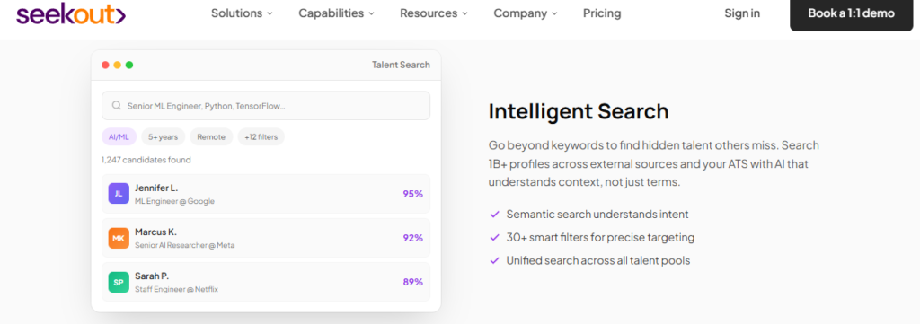 Hrms Software Hrms Seekout Ai Recruiting Software Intelligent Search Ranking Candidates By Relevancy Across 1B Plus Talent Profiles