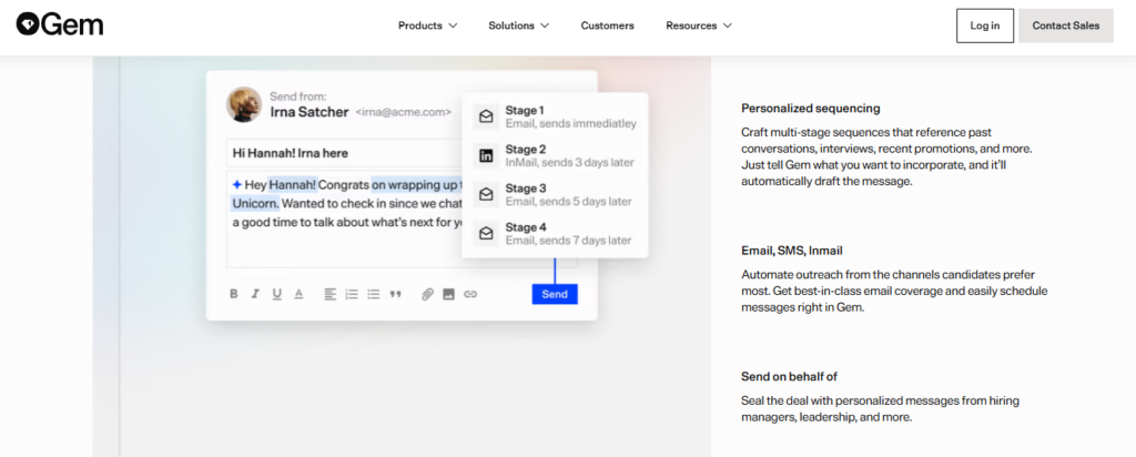 Hrms Software Hrms Gem Ai Recruiting Software Personalized Sequencing Panel Drafting Multi-Stage Candidate Outreach Across Email And Inmail