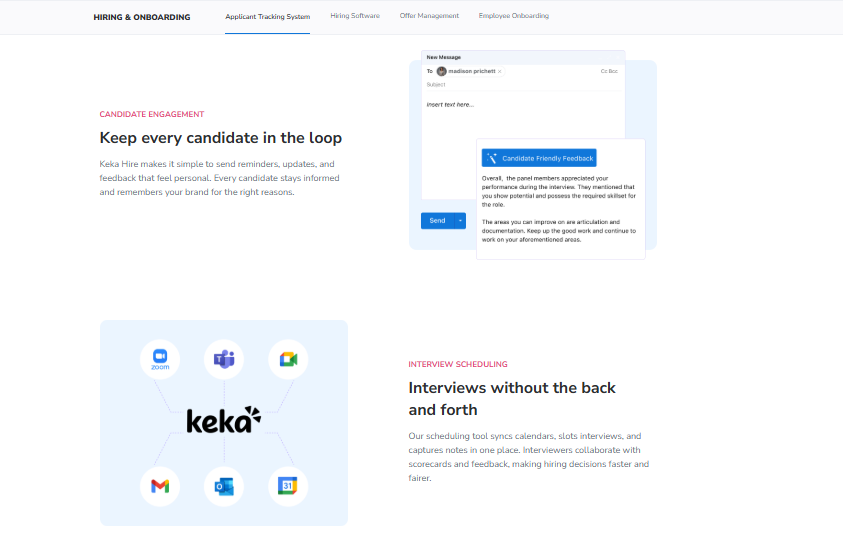 Hrms Software Onboarding Hrms Keka Hire Ats Candidate Engagement And Interview Scheduling Screen In Best Hr Software Comparison