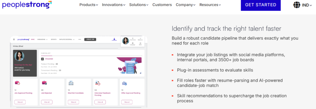 Peoplestrong Recruitment Dashboard With Candidate Pipeline, Resume Parsing, And Ai-Powered Candidate-Job Matching Features