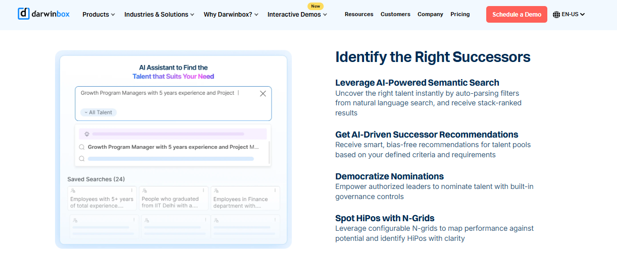 Hrms Software Hrone Darwinbox Succession Planning Screen With Ai Semantic Talent Search And N-Grid Hipo Mapping