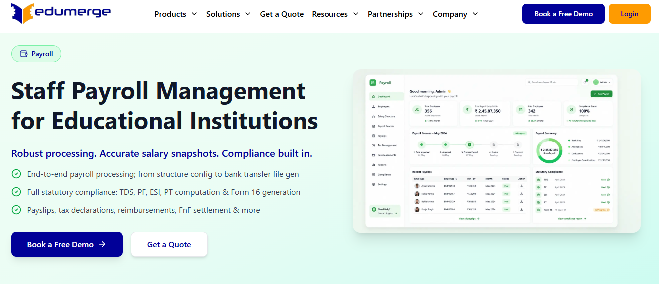 Hrms Software Hrone Edumerge Staff Payroll Management For Educational Institutions With Tds, Pf, Esi And Form 16 Compliance