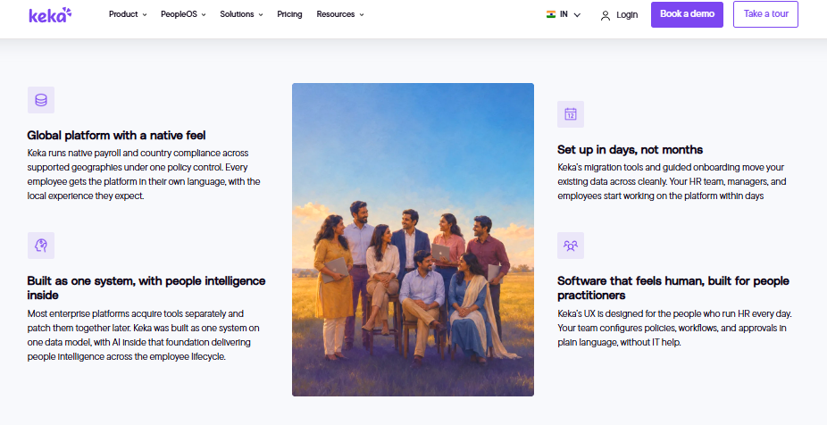Hrms Software Hr Software Hrms Keka Hr Platform Highlighting Native Payroll, Compliance, Migration, And Configurable Workflows